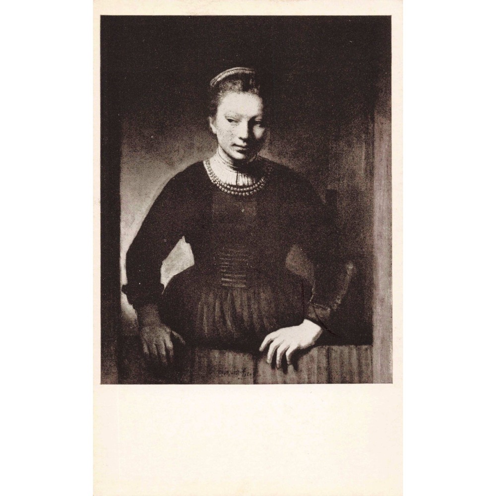 Rembrandt Girl at an Open Half-Door Art Institute of Chicago Vintage Postcard